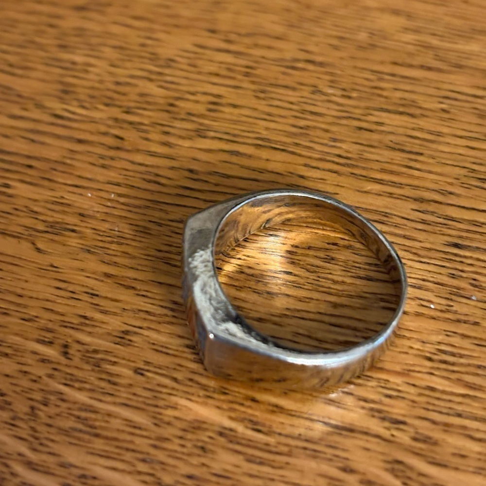 Vintage Native American sterling turquoise coral inlay ring unisex - Picture 4 of 6